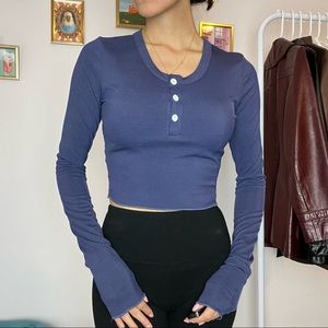 SHEIN Navy Blue Button Crop Top